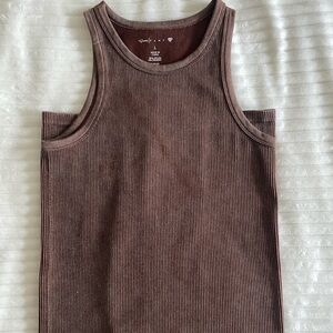 Crave Fame Chocolate Ribbed Midi Dress